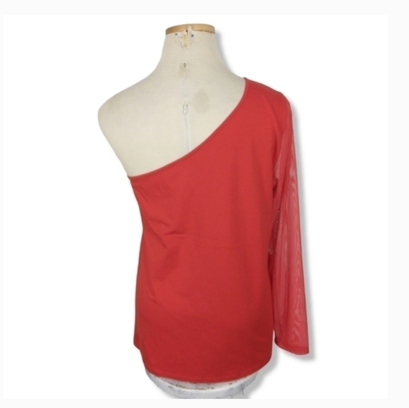 NWT Torrid One Shoulder Mesh Sleeve Top - Picture 9 of 12